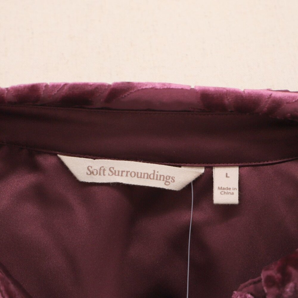 NWT SOFT SURROUNDINGS Floreat Velvet Shirt Purple Wine Size L - Picture 8 of 10